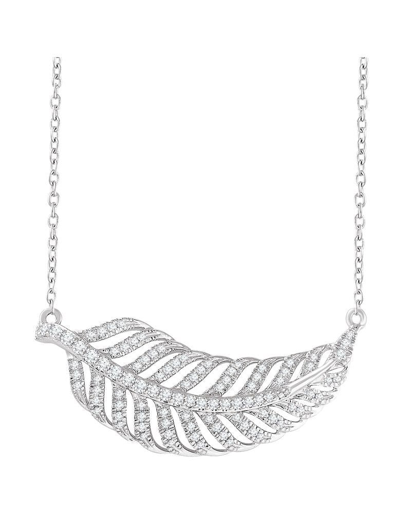 Colar Folha em Ouro 14k com Diamantes Naturais