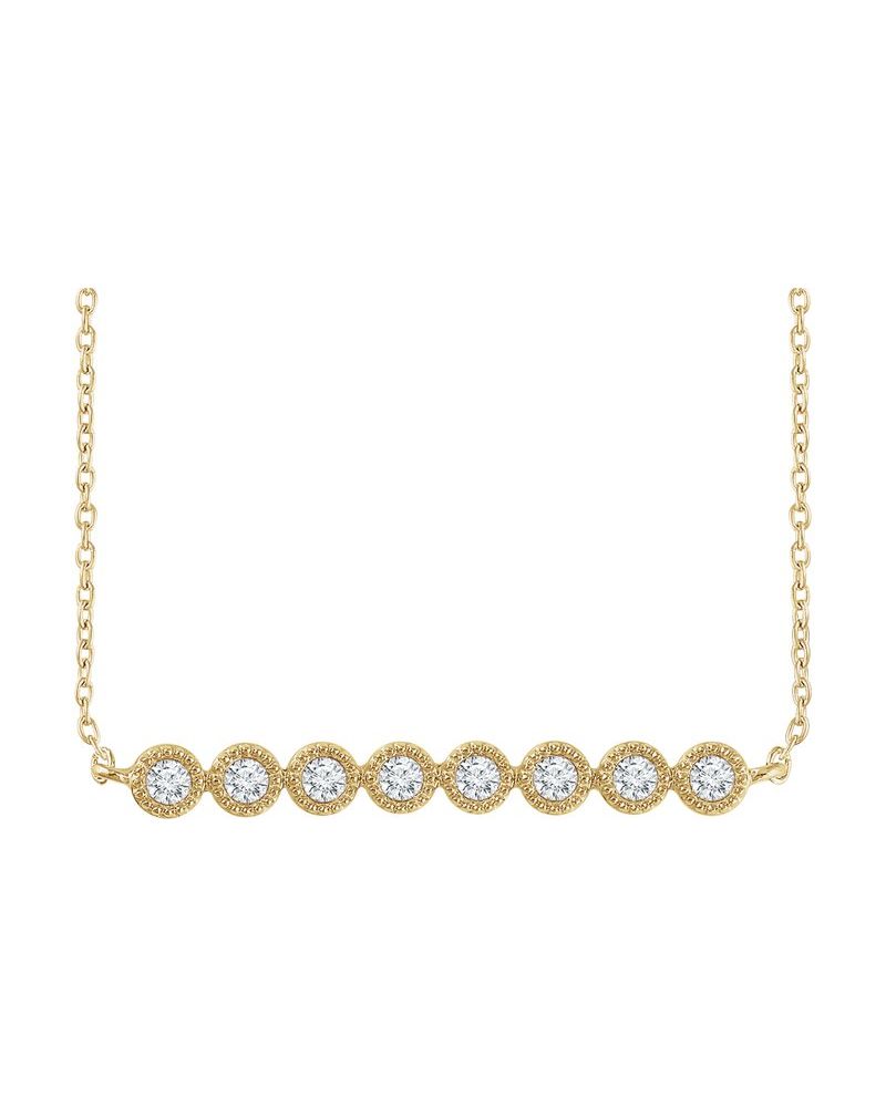 Colar Bolinhas Barra em Ouro 14k com Diamantes Naturais