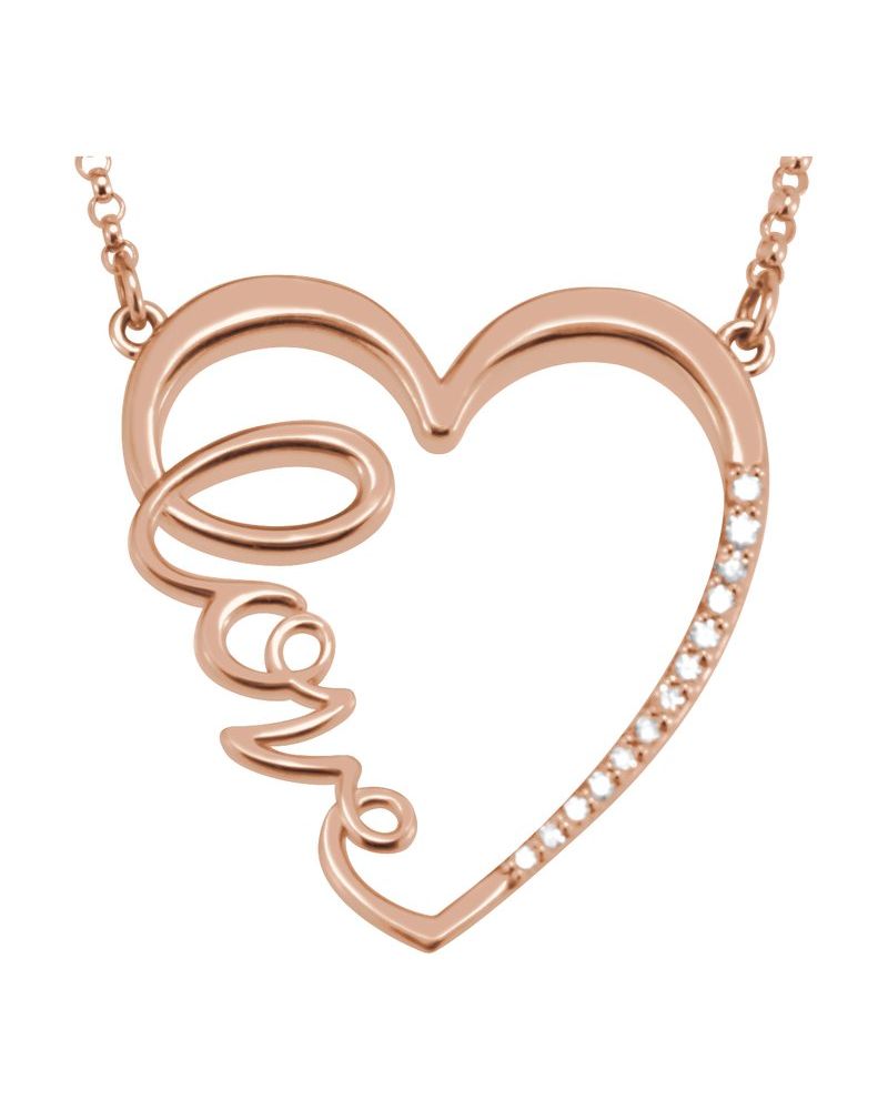 Colar Coração Amor em Ouro 14k com Diamantes Naturais