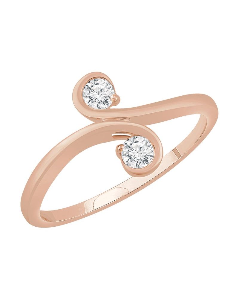 Anel Duas Pedras Bypass em Ouro 14k com Diamantes Naturais – Modelo 6