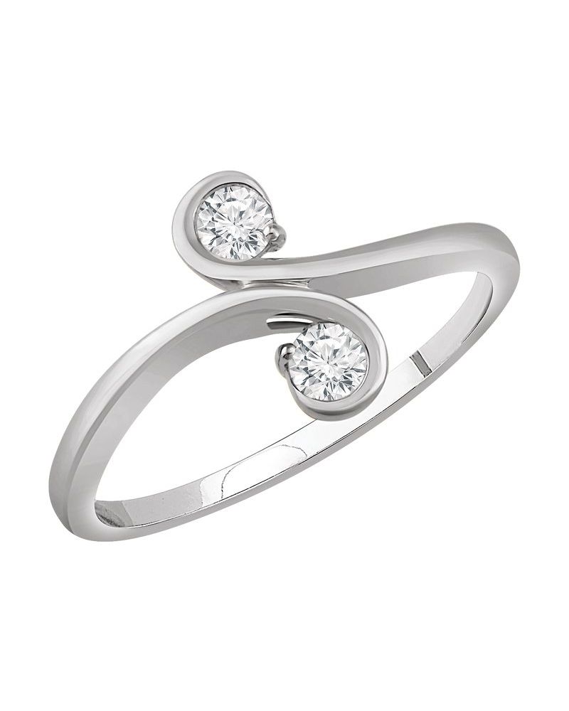Anel Duas Pedras Bypass em Ouro 14k com Diamantes Naturais – Modelo 6