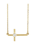 Colar Cruz Horizontal em Ouro 14k com Diamantes de Laboratório – Modelo 2