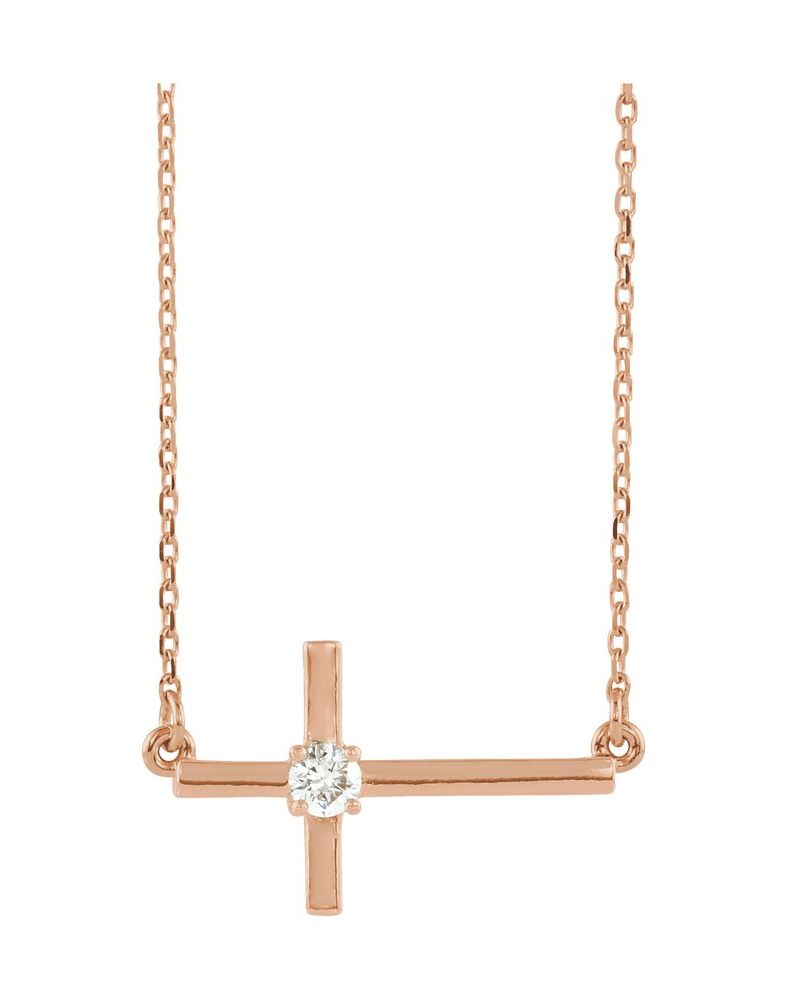 Colar Cruz Horizontal em Ouro 14k com Diamantes de Laboratório – Modelo 2