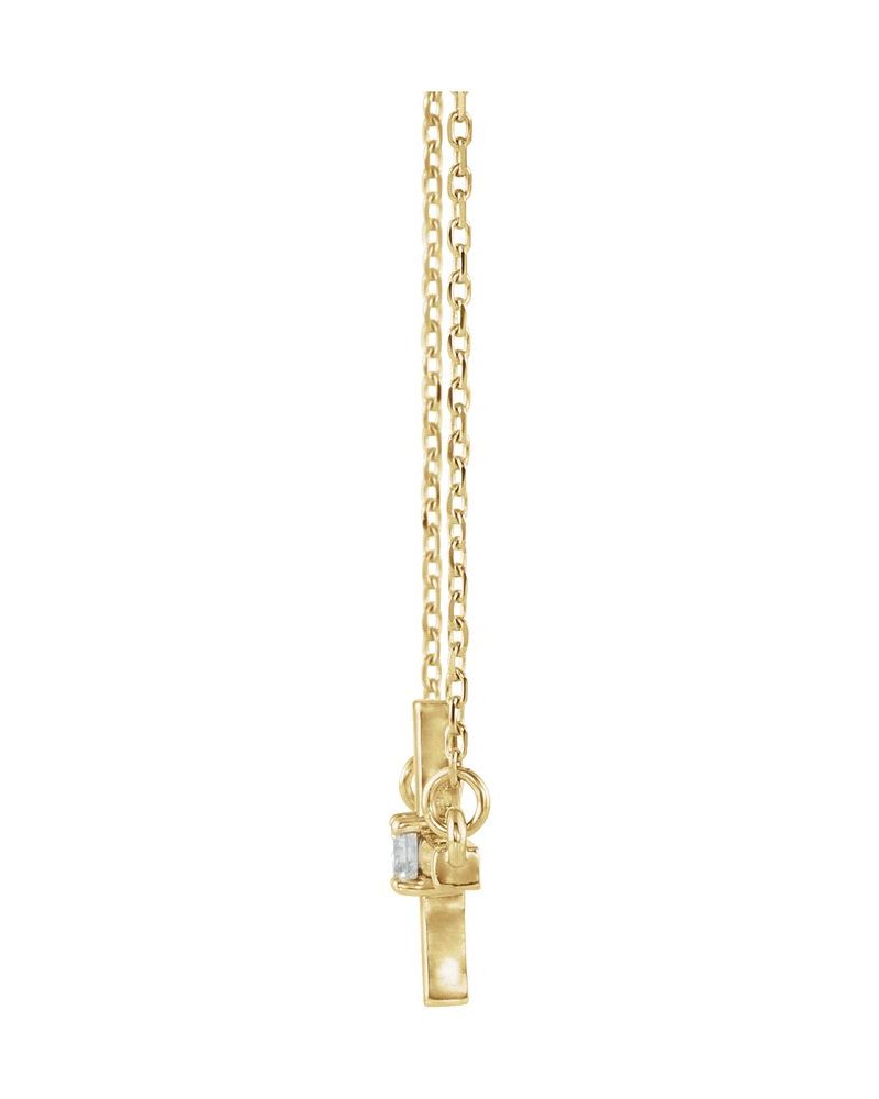 Colar Cruz Horizontal em Ouro 14k com Diamantes de Laboratório – Modelo 2