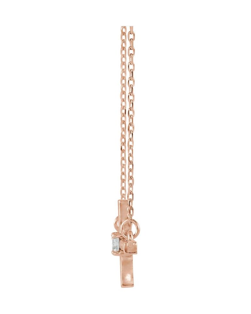 Colar Cruz Horizontal em Ouro 14k com Diamantes de Laboratório – Modelo 2
