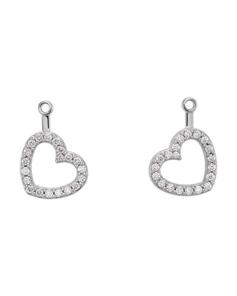 Jaqueta para Brinco Coração em Ouro 14k com Diamantes Naturais