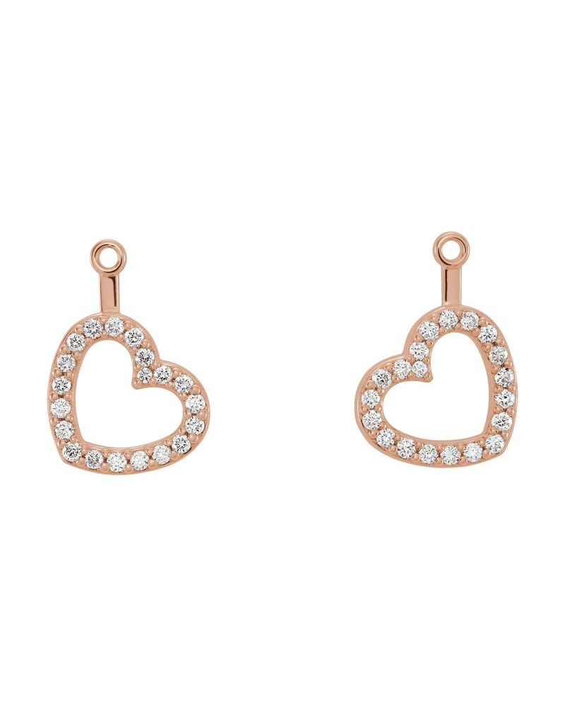 Jaqueta para Brinco Coração em Ouro 14k com Diamantes Naturais