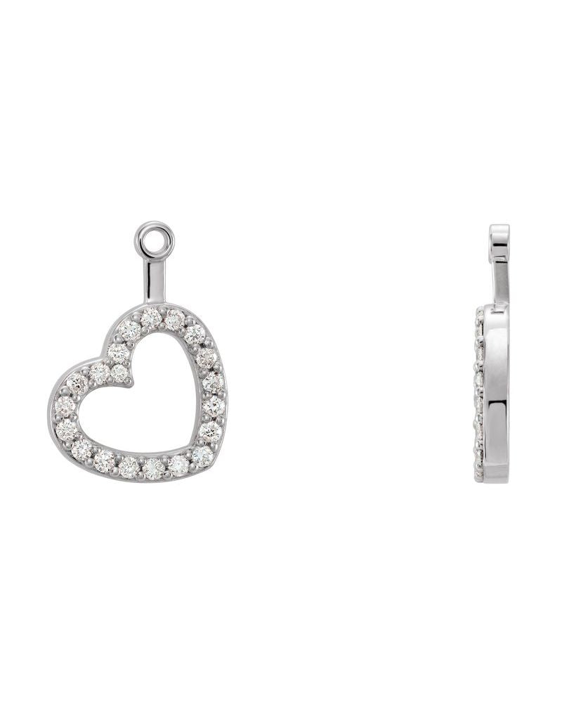Jaqueta para Brinco Coração em Ouro 14k com Diamantes Naturais