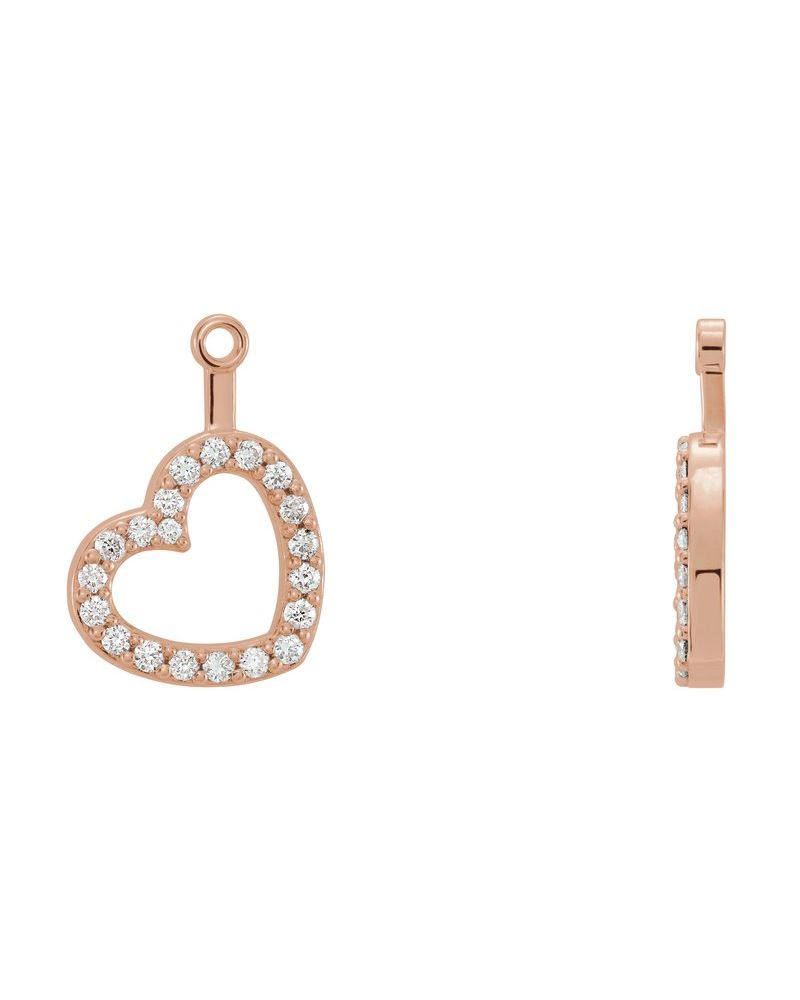 Jaqueta para Brinco Coração em Ouro 14k com Diamantes Naturais