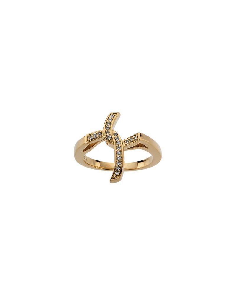 Anel Cruz Cravejado em Ouro 14k com Diamantes Naturais – Modelo 3