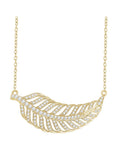 Colar Folha em Ouro 14k com Diamantes Naturais