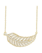 Colar Folha em Ouro 14k com Diamantes Naturais