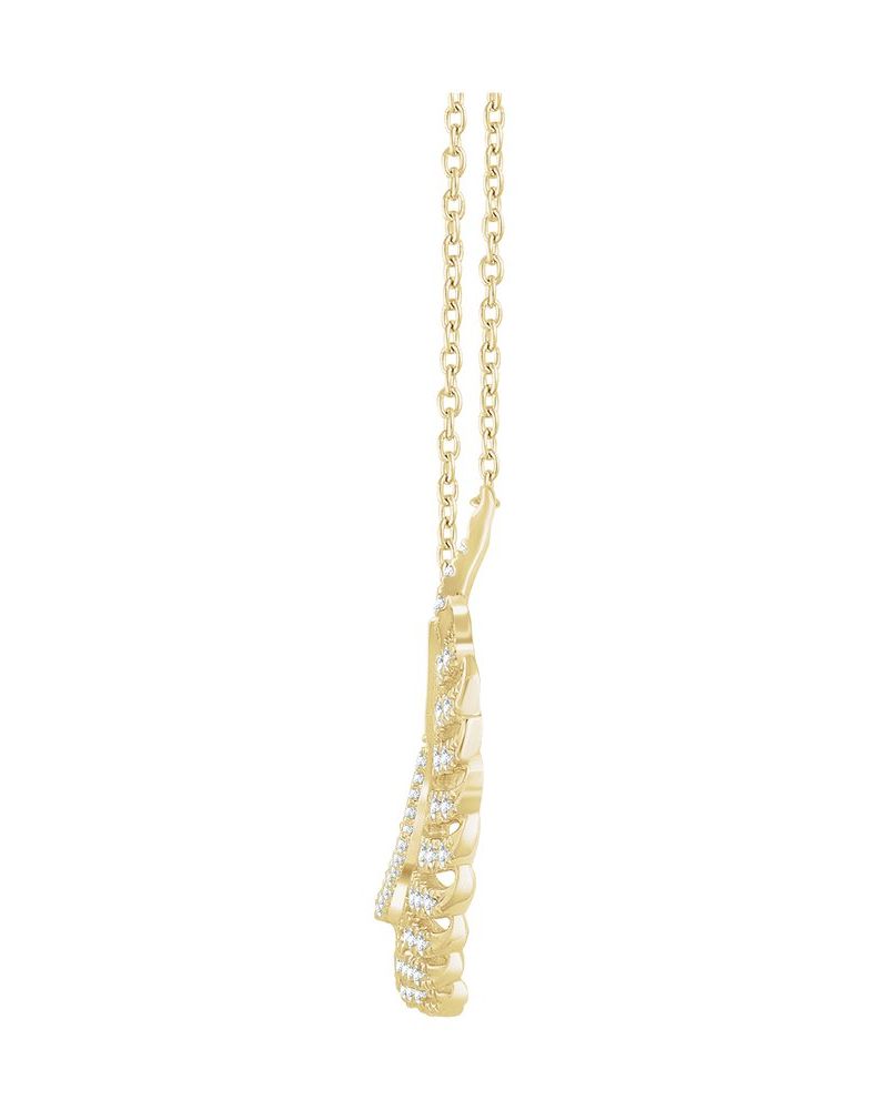 Colar Folha em Ouro 14k com Diamantes Naturais