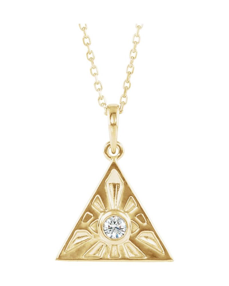 Colar Olho da Providência em Ouro 14k com Diamantes Naturais