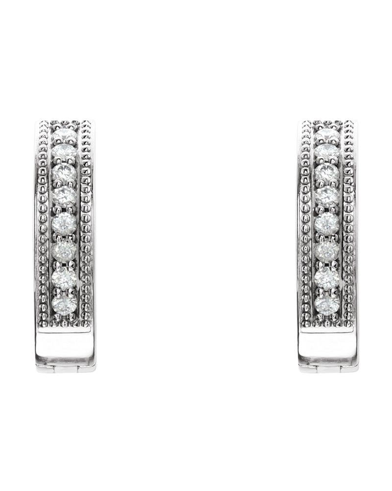 Brinco de Aro Milgrain Cravejado em Ouro 14k com Diamantes Naturais