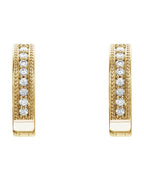 Brinco de Aro Milgrain Cravejado em Ouro 14k com Diamantes Naturais