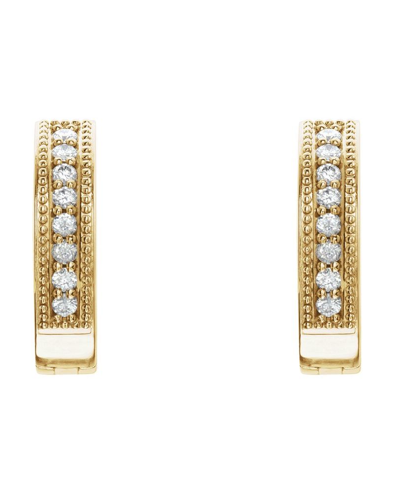 Brinco de Aro Milgrain Cravejado em Ouro 14k com Diamantes Naturais