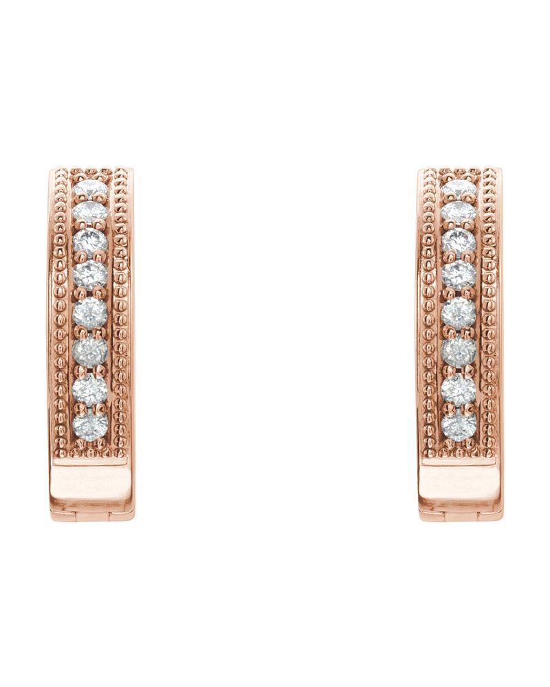 Brinco de Aro Milgrain Cravejado em Ouro 14k com Diamantes Naturais