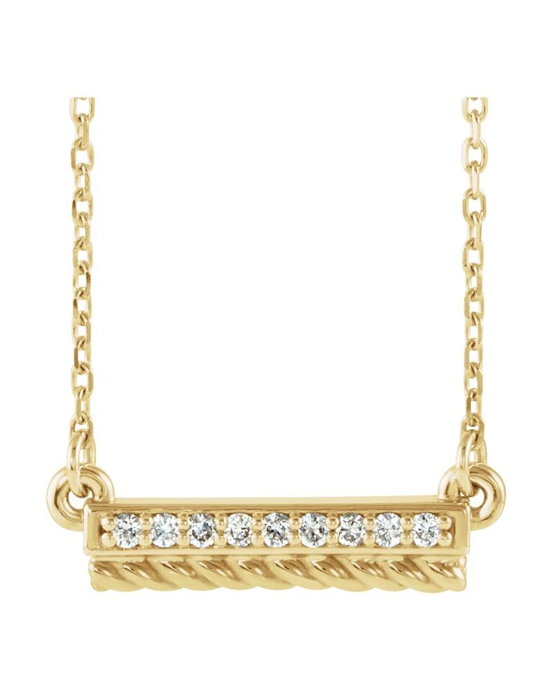 Colar Torcido Barra em Ouro 14k com Diamantes Naturais