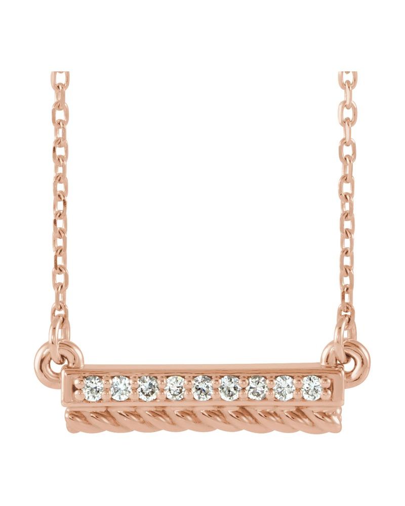 Colar Torcido Barra em Ouro 14k com Diamantes Naturais