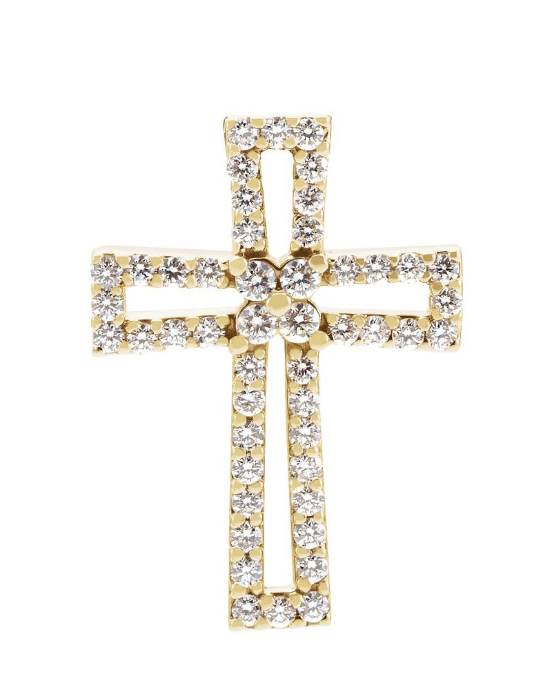 Pingente Cruz em Ouro 14k com Diamantes Naturais – Modelo 28