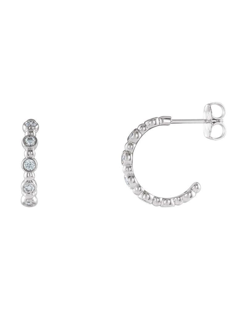 Brinco de Aro Bolinhas Cravejado em Ouro 14k com Diamantes Naturais