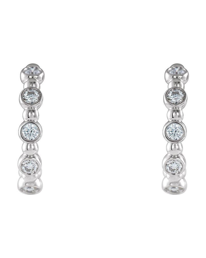 Brinco de Aro Bolinhas Cravejado em Ouro 14k com Diamantes Naturais