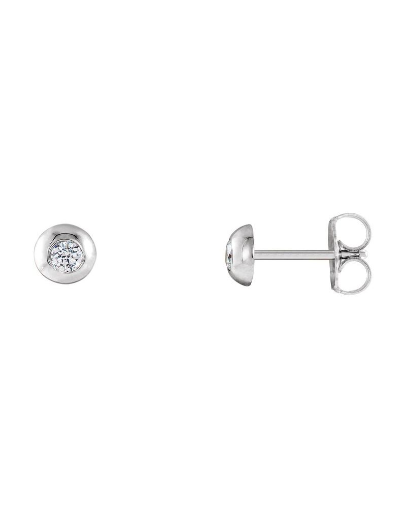 Brinco Ponto de Luz Redondo com Cravação Bezel em Ouro 14k com Diamantes de Laboratório – Modelo 3