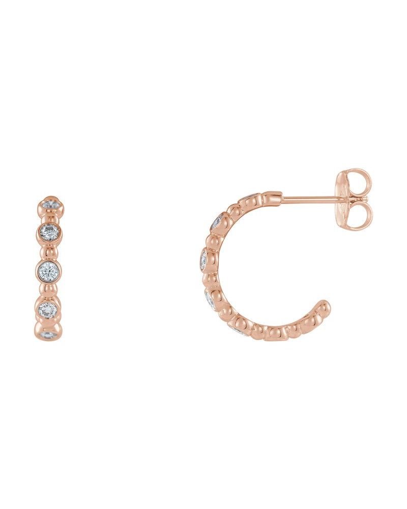 Brinco de Aro Bolinhas Cravejado em Ouro 14k com Diamantes Naturais