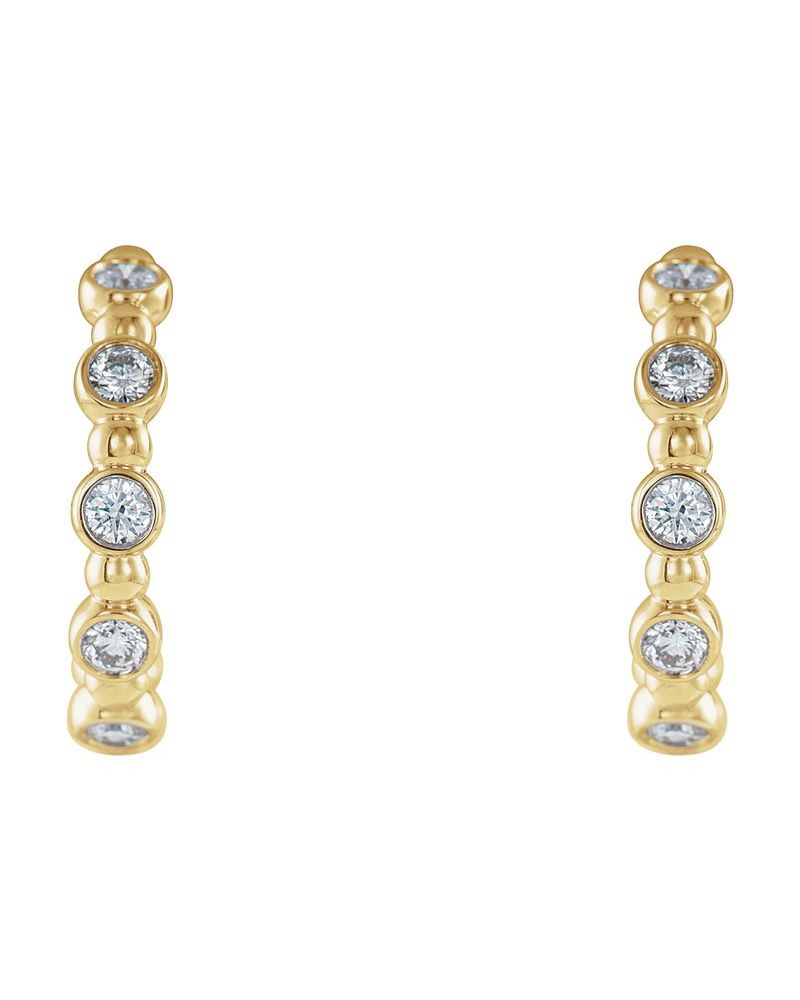 Brinco de Aro Bolinhas Cravejado em Ouro 14k com Diamantes Naturais