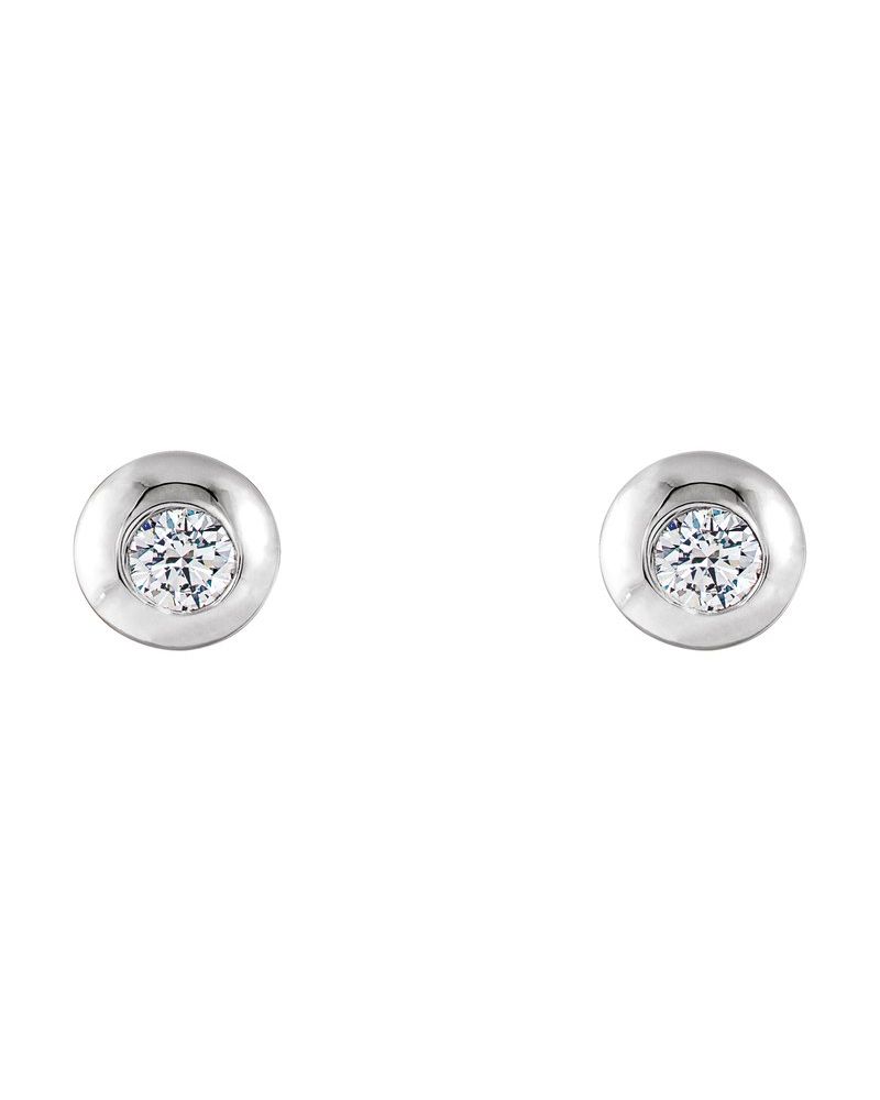 Brinco Ponto de Luz Redondo com Cravação Bezel em Ouro 14k com Diamantes de Laboratório – Modelo 3