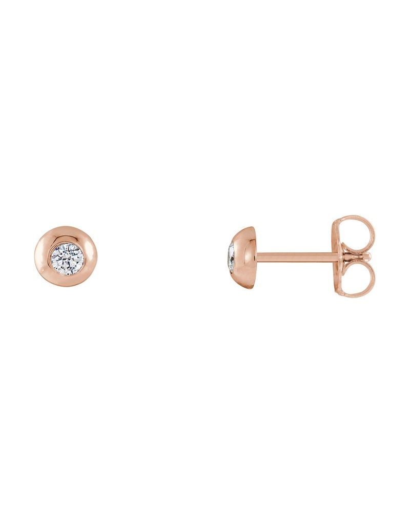 Brinco Ponto de Luz Redondo com Cravação Bezel em Ouro 14k com Diamantes de Laboratório – Modelo 3