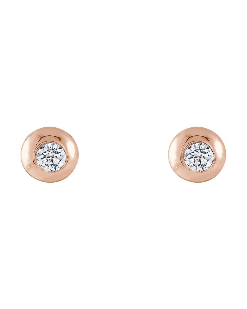 Brinco Ponto de Luz Redondo com Cravação Bezel em Ouro 14k com Diamantes de Laboratório – Modelo 3