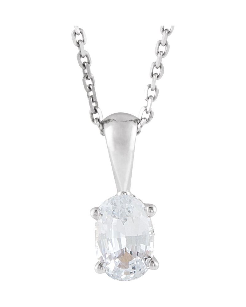 Colar Oval Quatro Garras Solitário em Ouro 14k com Diamantes de Laboratório