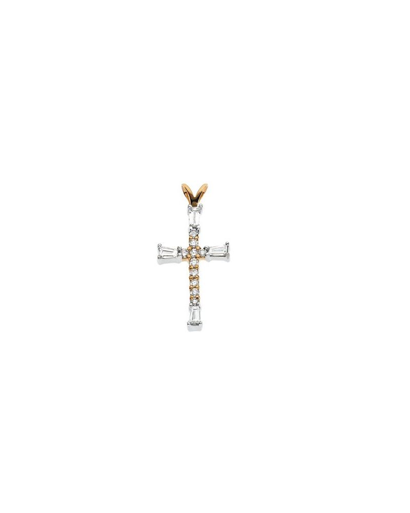 Pingente Cruz Cravejado em Ouro 14k com Diamantes Naturais – Modelo 27
