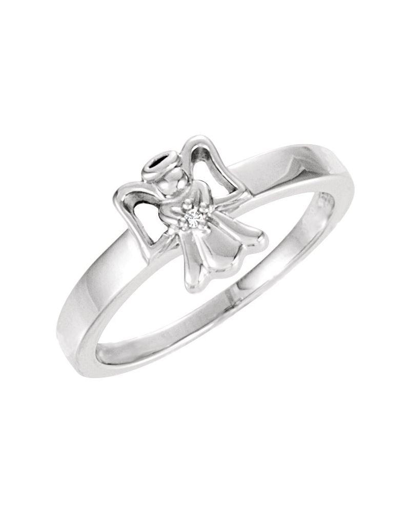 Anel Anjo Infantil em Ouro 14k com Diamantes Naturais