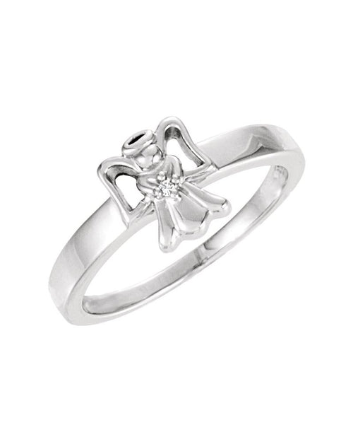 Anel Anjo Infantil em Ouro 14k com Diamantes Naturais