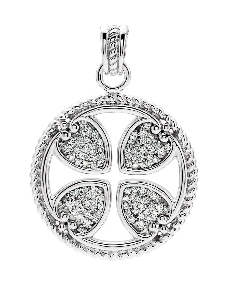 Pingente Maltesa Torcido Cruz Cravejado em Ouro 14k com Diamantes Naturais