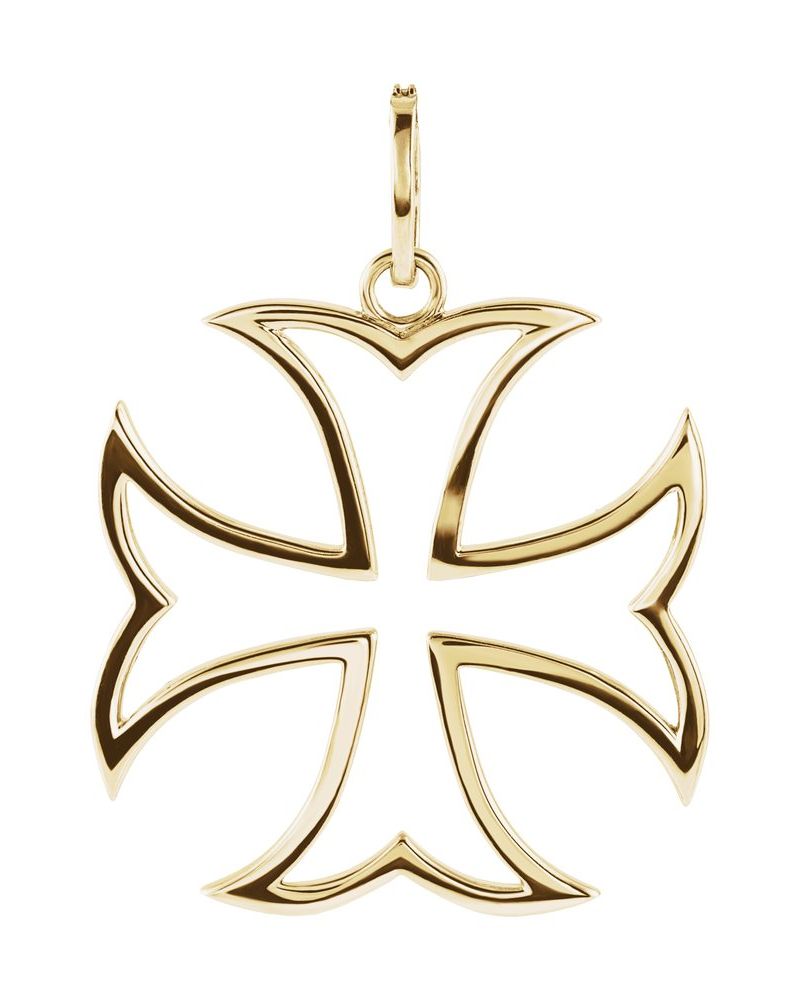 Pingente Cruz de Malta em Ouro 14k com Diamantes Naturais – Modelo 2