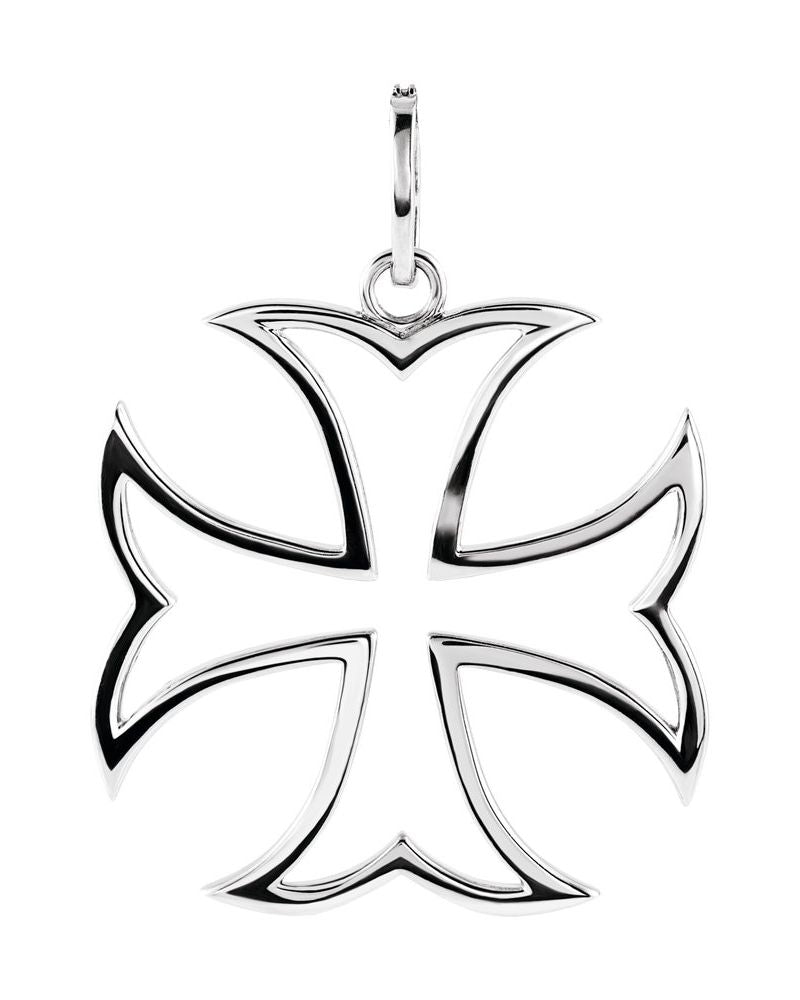 Pingente Cruz de Malta em Ouro 14k com Diamantes Naturais – Modelo 2