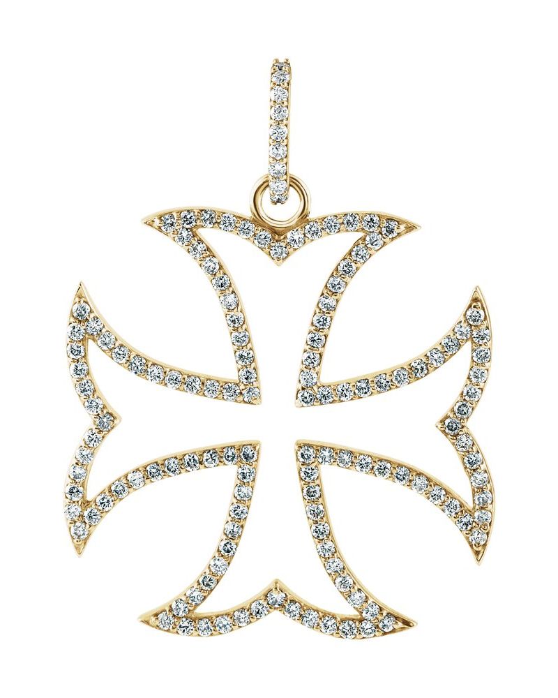 Pingente Cruz de Malta em Ouro 14k com Diamantes Naturais – Modelo 2