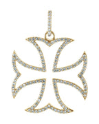 Pingente Cruz de Malta em Ouro 14k com Diamantes Naturais – Modelo 2