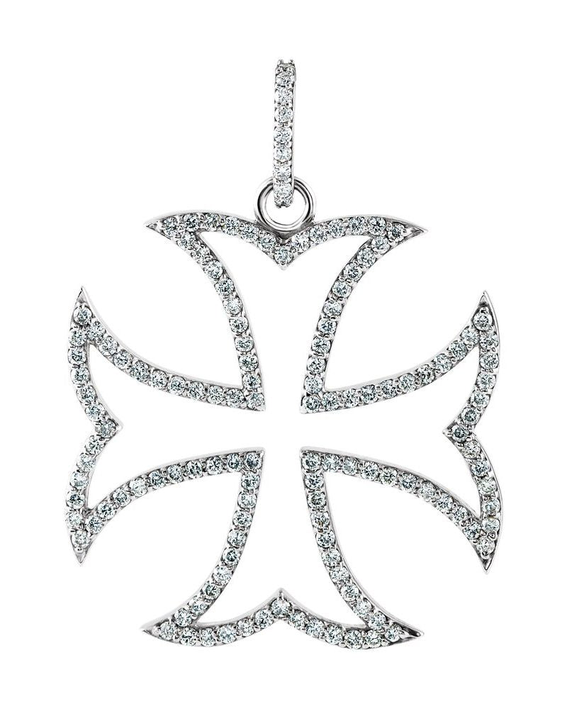Pingente Cruz de Malta em Ouro 14k com Diamantes Naturais – Modelo 2