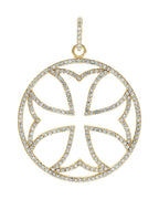 Pingente Cruz de Malta em Ouro 14k com Diamantes Naturais