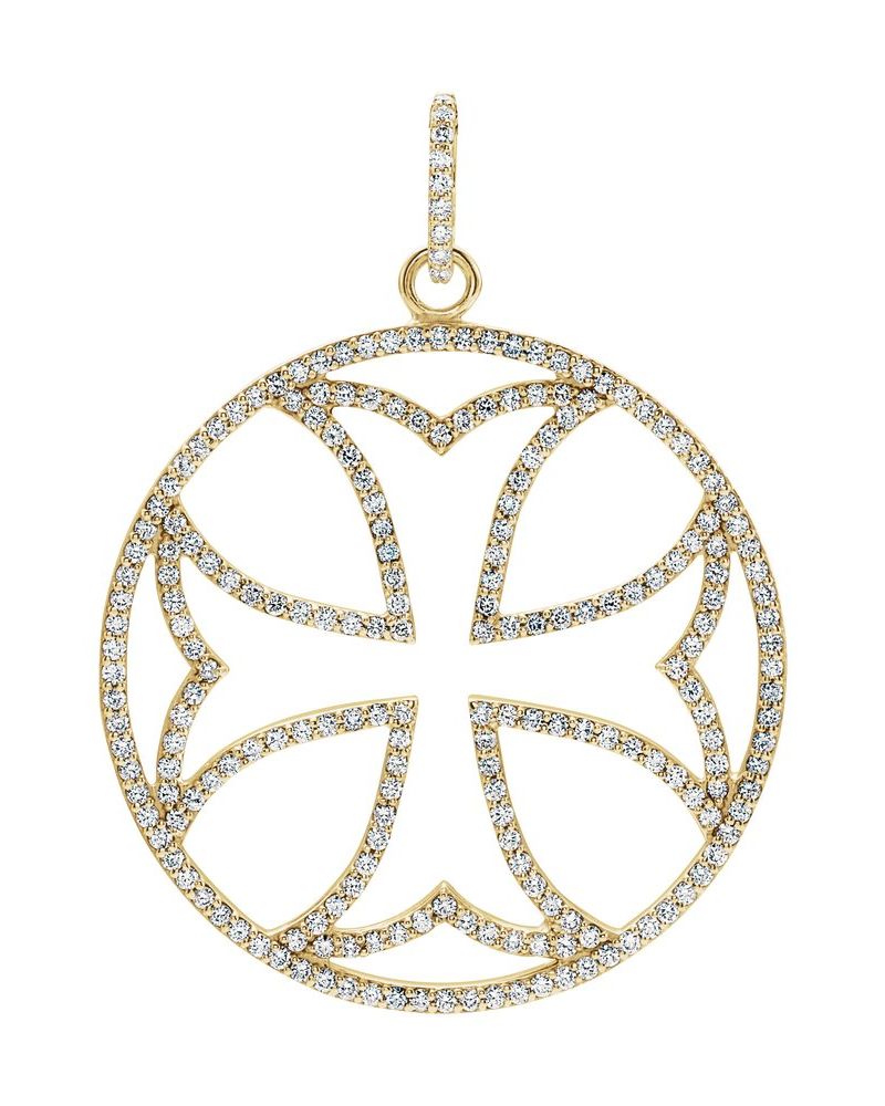 Pingente Cruz de Malta em Ouro 14k com Diamantes Naturais