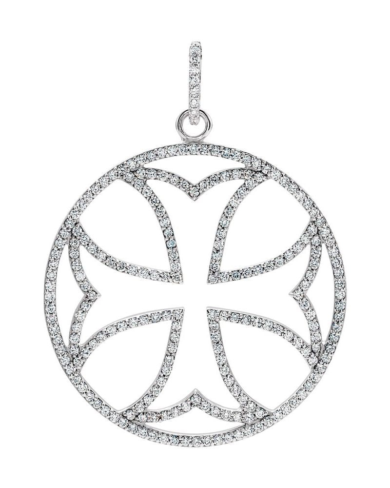 Pingente Cruz de Malta em Ouro 14k com Diamantes Naturais