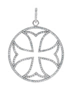 Pingente Cruz de Malta em Ouro 14k com Diamantes Naturais