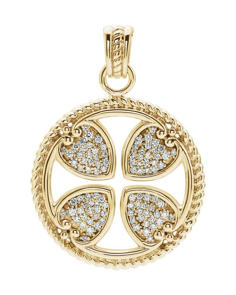 Pingente Maltesa Torcido Cruz Cravejado em Ouro 14k com Diamantes Naturais