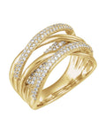 Anel Entrelaçado em Ouro 14k com Diamantes Naturais – Modelo 4