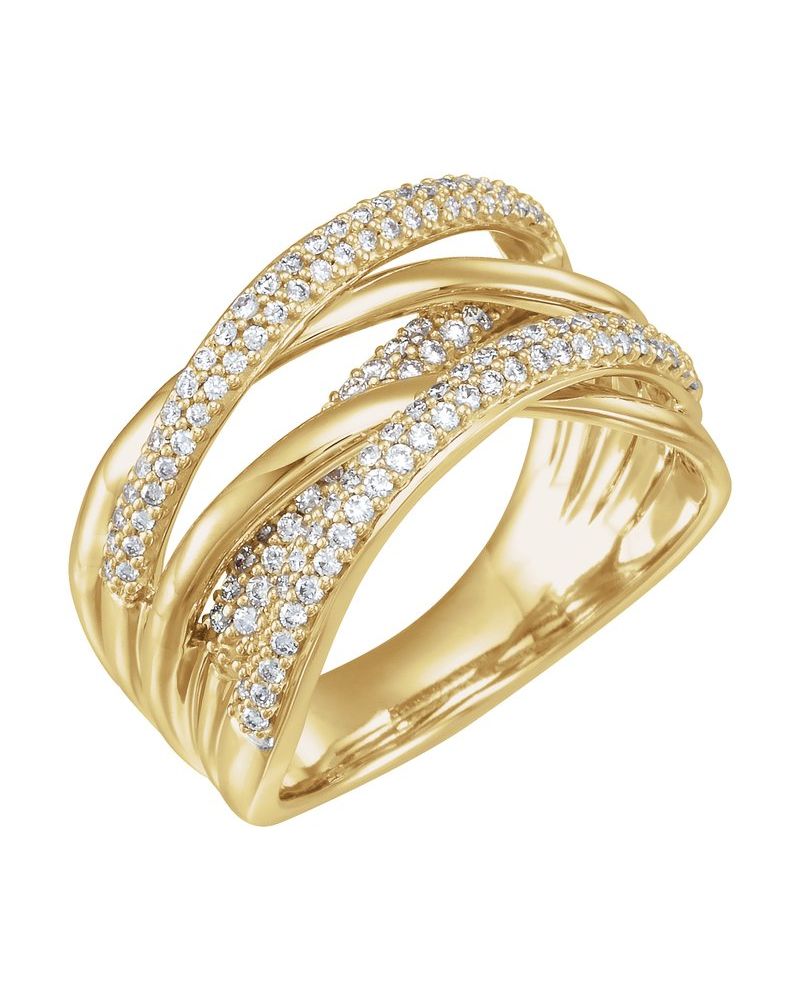 Anel Entrelaçado em Ouro 14k com Diamantes Naturais – Modelo 4